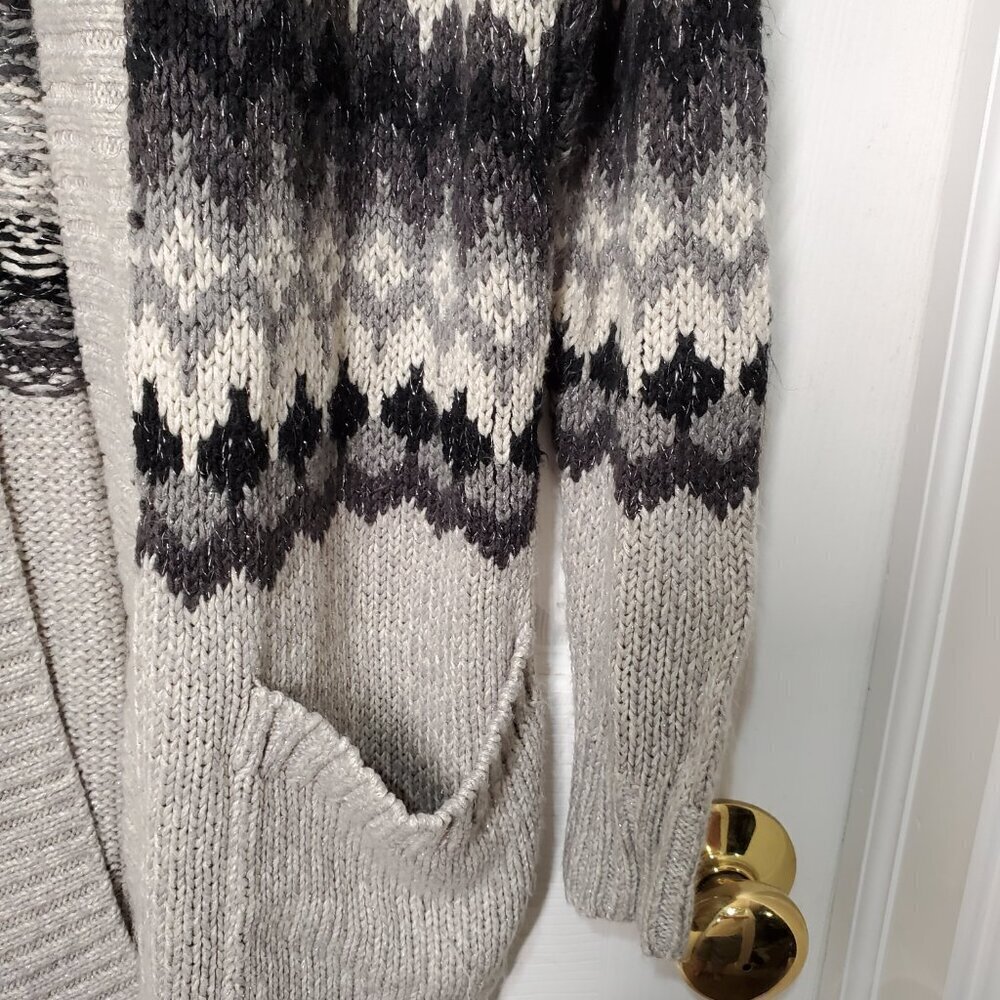 Sonoma Life + Style Women's Long Patterned Cardigan Sweater w. Pockets Size LG - Picture 3 of 8